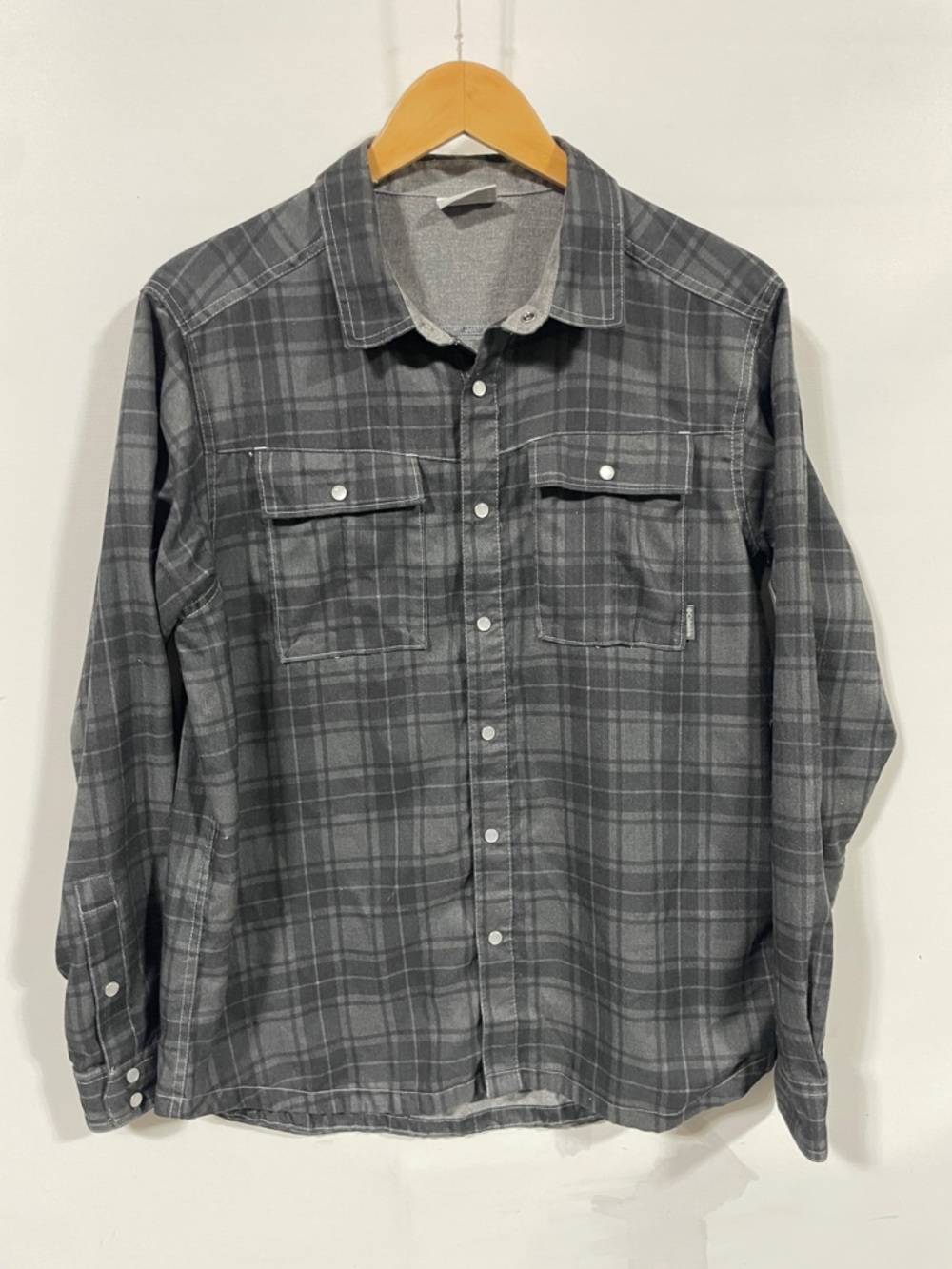 Columbia Gray Plaid Button-Up Snap button Shirt